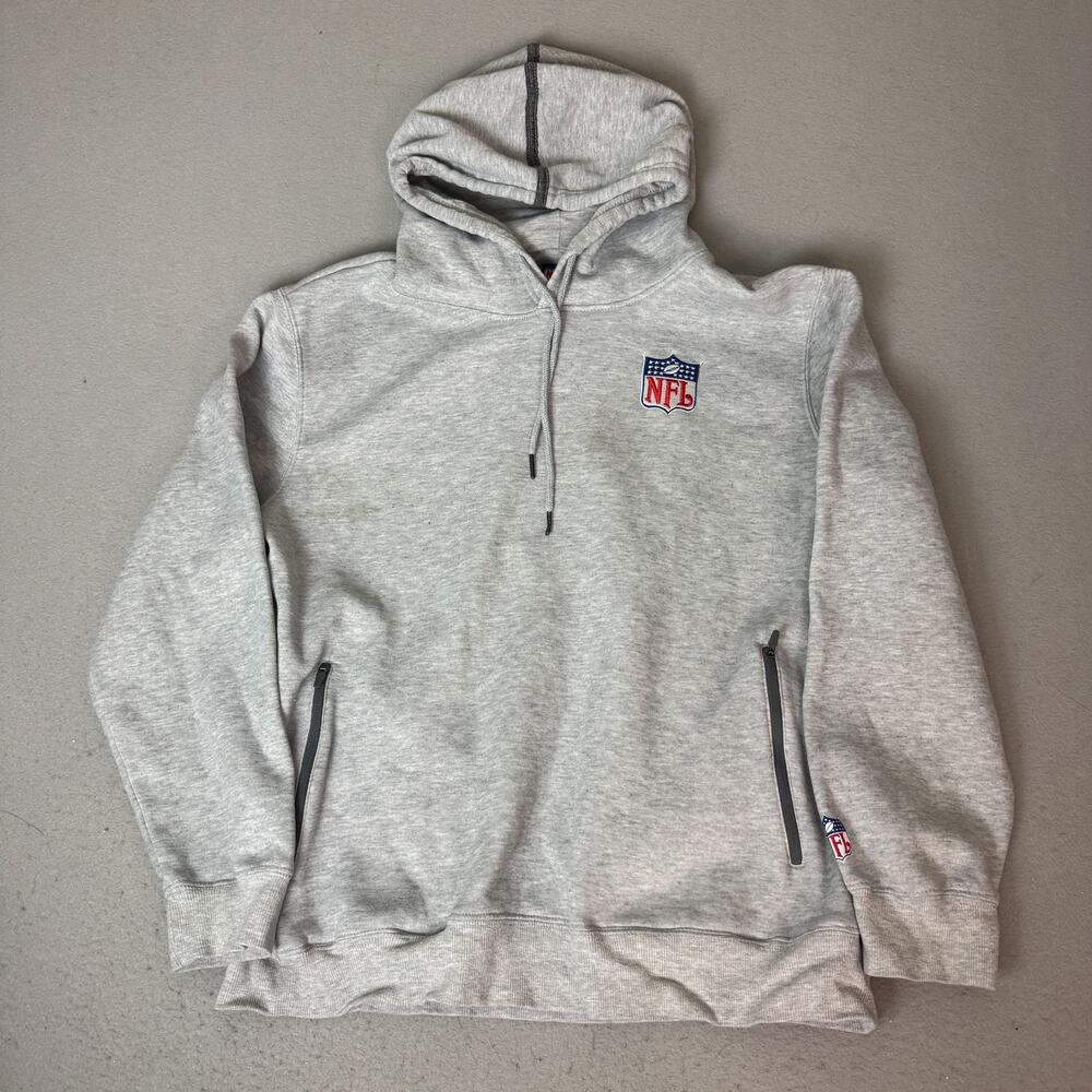 NFL Shield Logo Gray Pullover Hoodie Mens Large Fleece Sweatshirt Poly